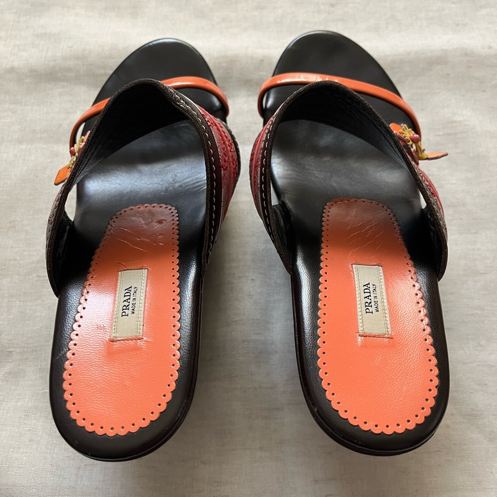 Rare Prada Y2K Cherry Blossom Wedges EU 37.5 US 7 - Picture 6 of 9
